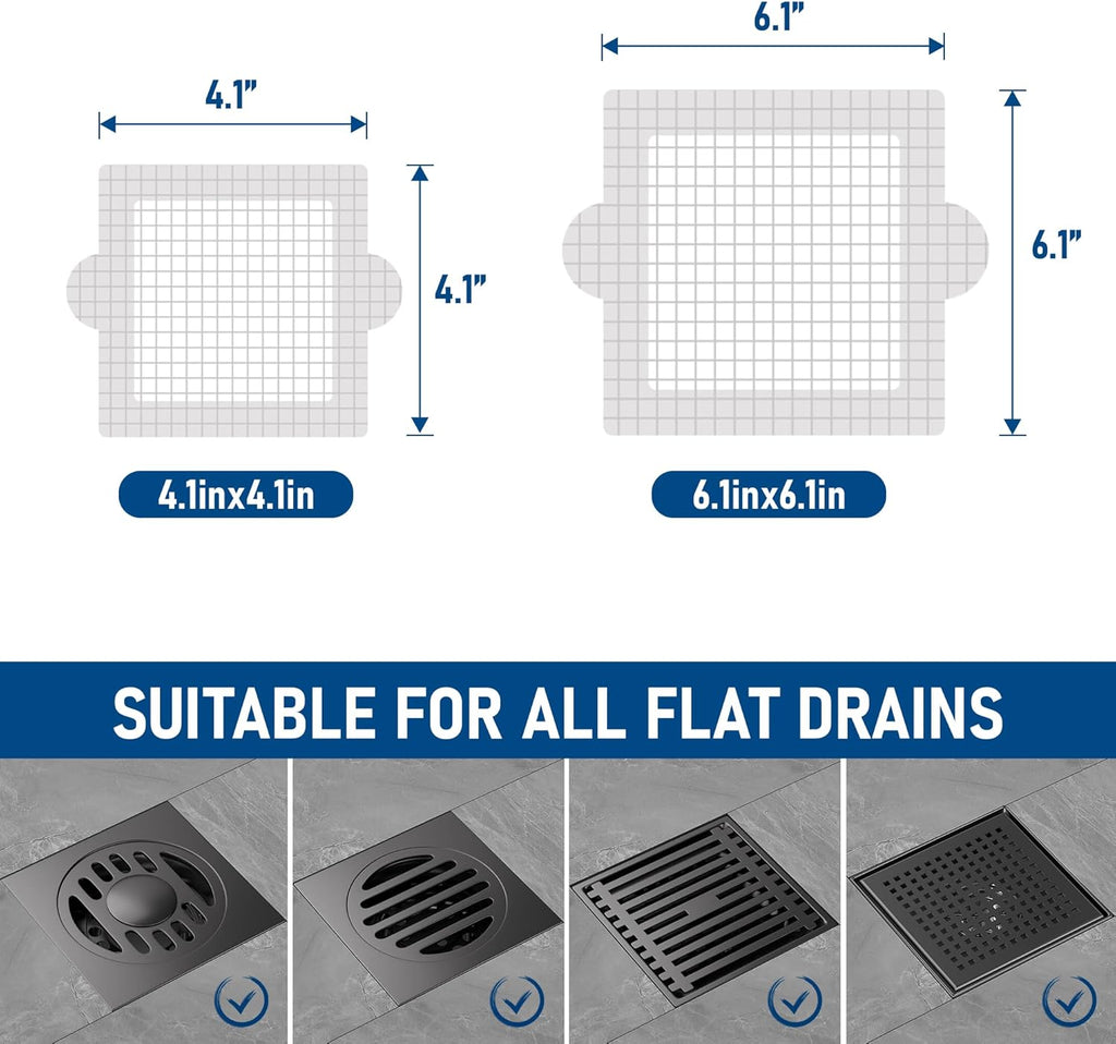 Disposable Hair Catcher Shower Drain Mesh Stickers, Hair Catchers for Shower, 50 Pack, 4.1 Inch - Square