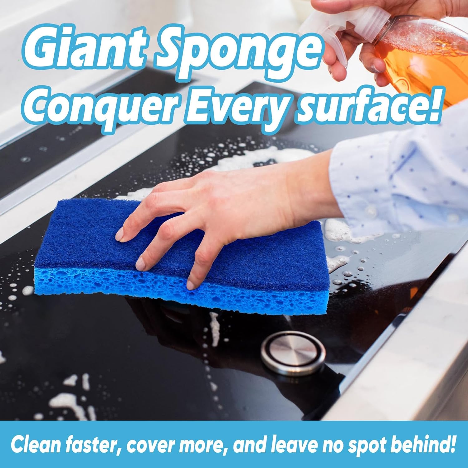 AIDEA XL Scrub Sponges Non-Scratch 12Count, Extra Large Sponges Kitchen, Sponge for Dishes, Cleans Fast Without Scratching Safe for Non-Stick Cookware, Cleaning Power for Kitchen, House
