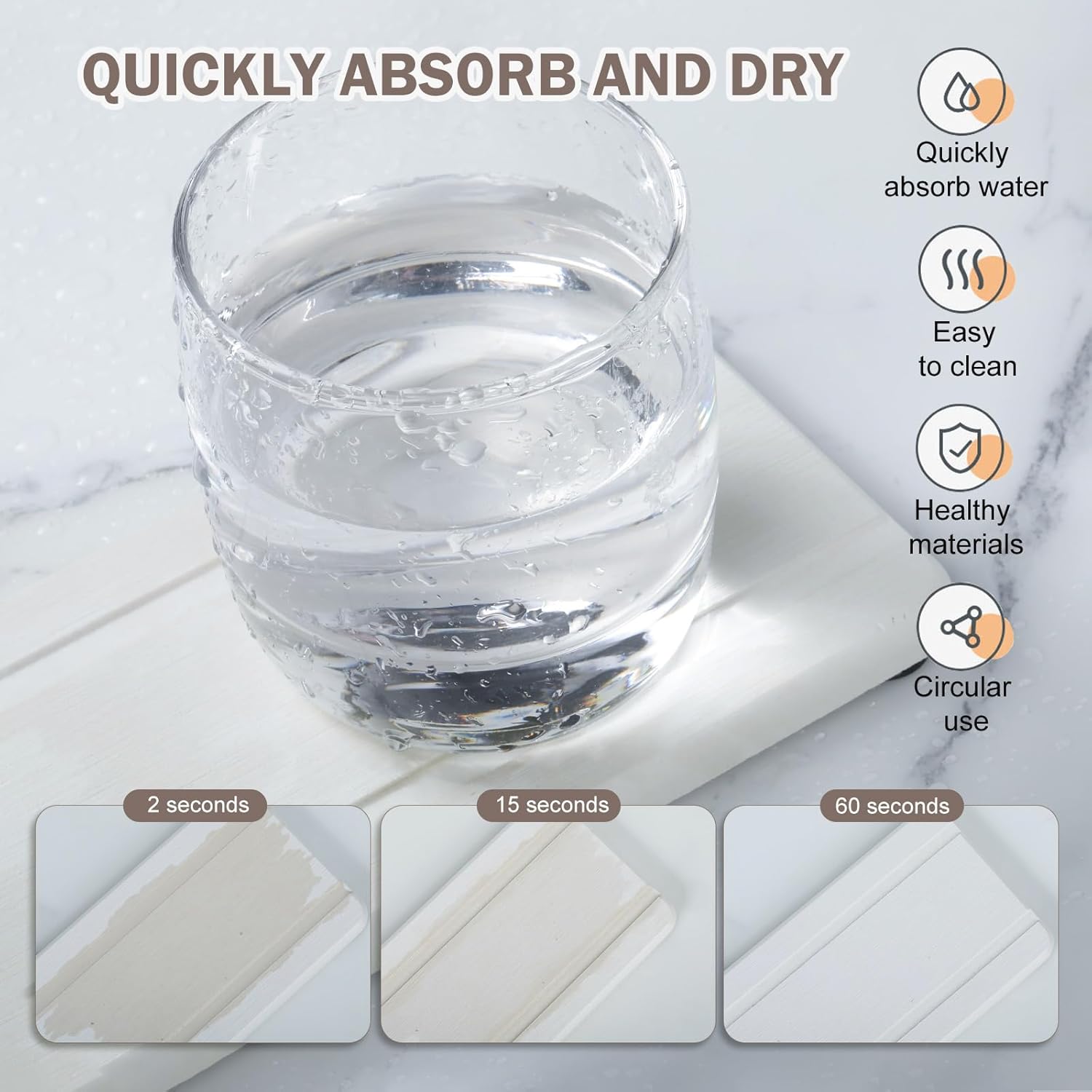 Set of 6 Water Absorbing Stone Tray for Sink, Stones Soap Trays for Kitchen Sink, Stone Drying Tray for Bathroom Counter, Diatomite Soap Dish, Water Absorbent Coasters