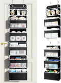 LAMU 6-Tier Over The Door Organizer, Swing - Proof Closet Door Organizer, Flexible 1 Split into 2 Over The Door Storage Organizer for Nursery, Bathroom, Bedroom, Black, 5 x 14 x 61in