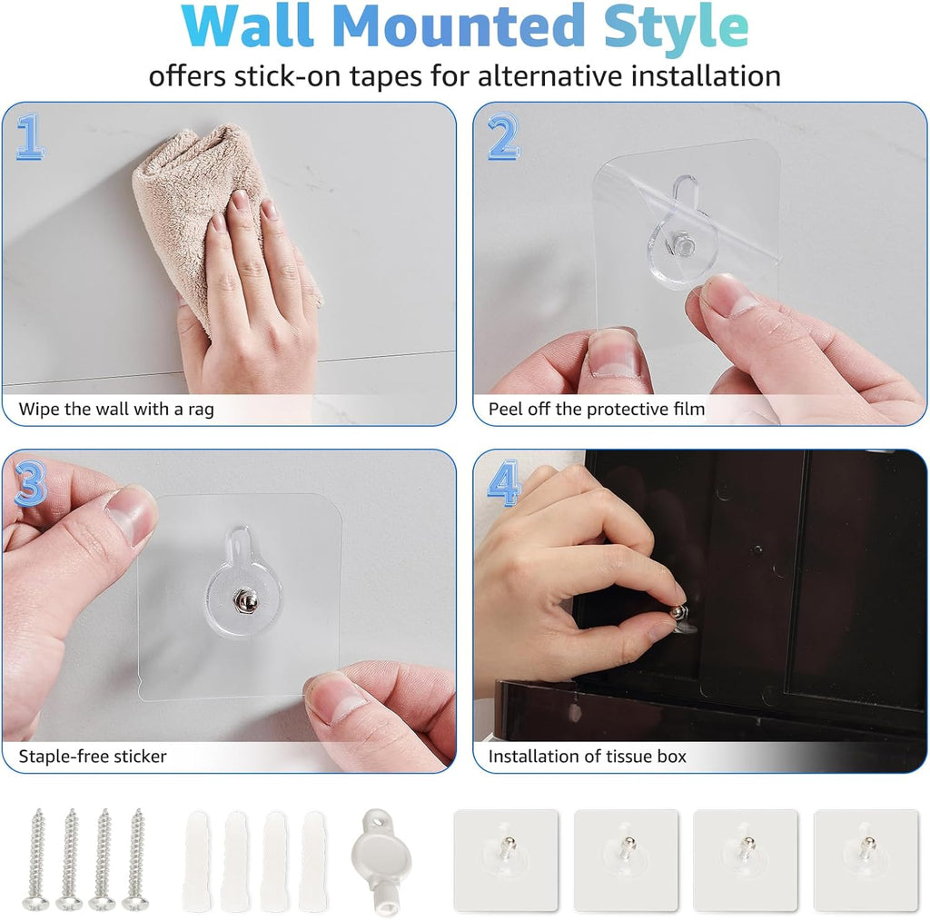 Paper Towel Dispenser Wall Mount, Multifold Paper Towel Holder Adhesive Hand Towel Dispenser for Bathroom Kitchen Commercial, Black