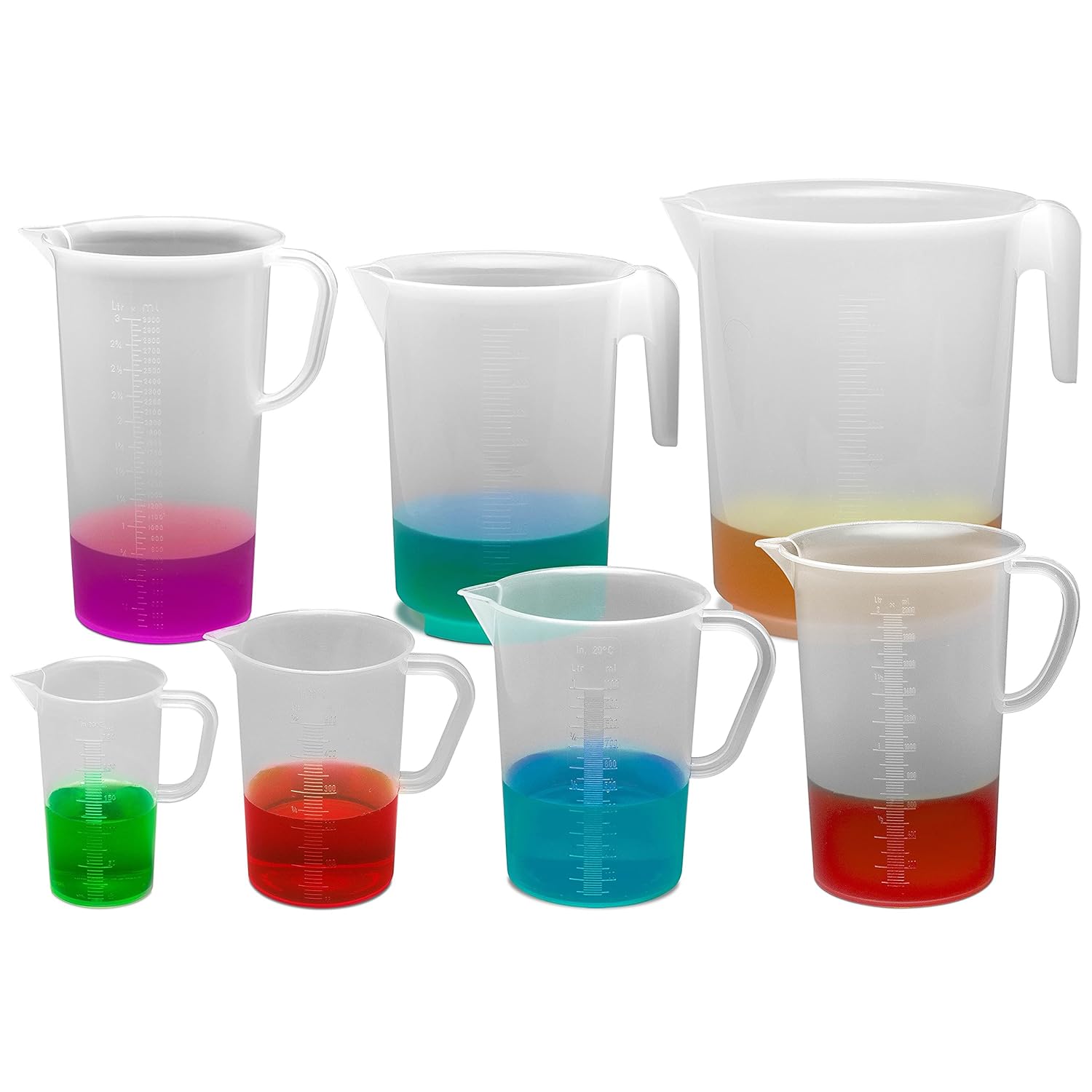 SP Bel-Art Tall Form 1000ml Polypropylene Graduated Pitcher, 10ml, Chemical-Resistant Measure Pitcher, Heat-Resistant to 121°C, Durable Shatterproof Design for Lab, Kitchen, and Industrial Use