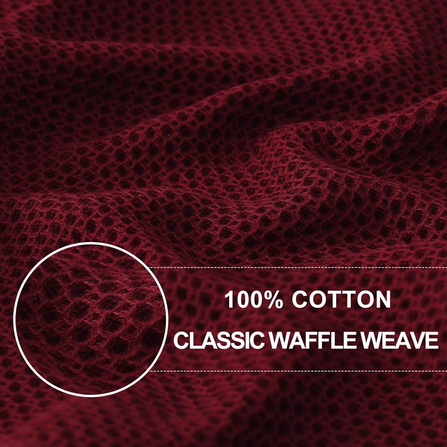 Homaxy 100% Cotton Waffle Weave Kitchen Dish Towels, Ultra Soft Absorbent Quick Drying Cleaning Towel, 13 x 28 Inches, 8-Pack, Burgundy