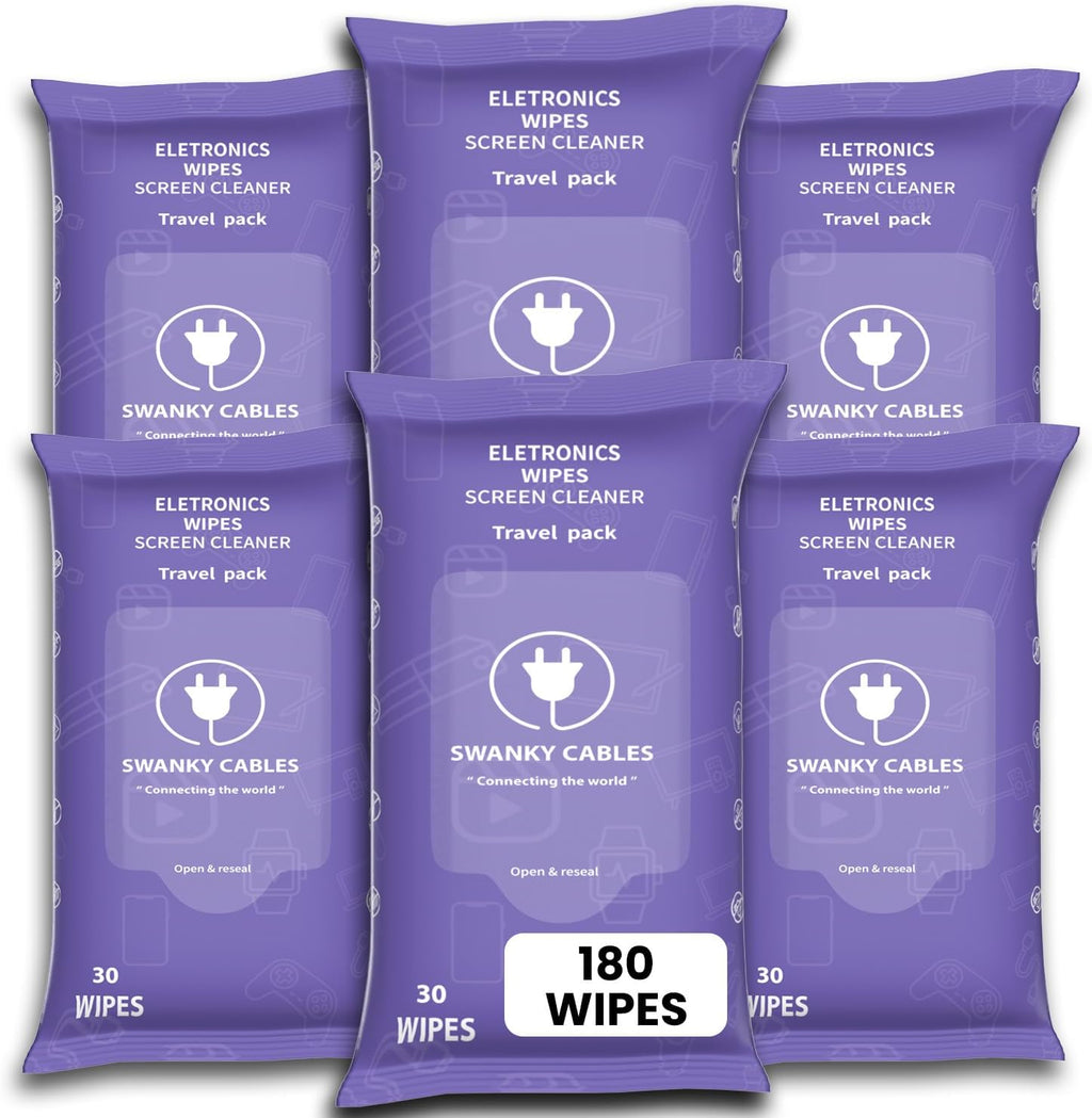 Screen Cleaner Wipes: Electronic Wipes for Screens - Computer Screen Wipes for Lens, Phone, Tv Screen and Monitor Cleaning - Tech Wipes & Microfiber Cloth (Soft Wipes, 180 Count)