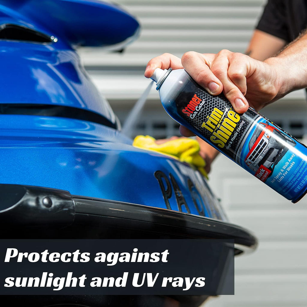 Stoner Car Care 91034 Trim Shine – Vinyl and Plastic Protectant for Interior and Exterior Detailing, Restores OEM Color, Adds Shine, UV and Water Protection, Non-Greasy, Fast-Drying – 12 oz