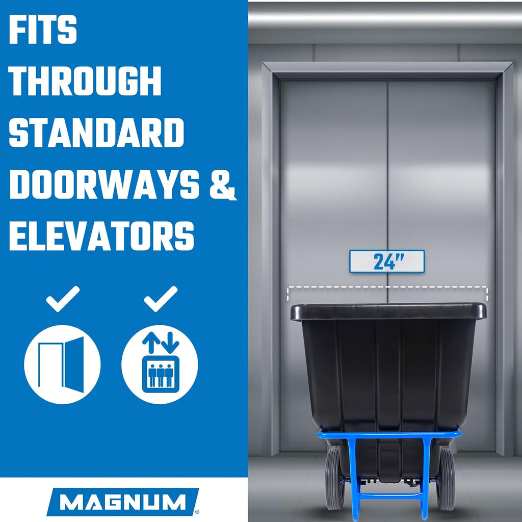 Tilt Truck, 1/2 Cu. Yd. Capacity Dump Cart with Non-Marking 12” Wheels & 5” Casters & Forklift-able Frame for Jobsites, 850 lbs, Trash Cart with Wheels DUC12T-F-NM-02PK (2-Pack)