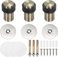 PATIKIL 3Set Round Door Stoppers, 60mm Stainless Steel Door Stop Doorstop Wedge Metal Cylinder Self Adhesive with Screw for Bottom of Door Floor Inside, Bronze