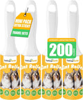 Extra Sticky Lint Roller for Pet Hairs 200 Sheets Lint Rollers for Travel 4 Pack Tough Paper, Small Size Easy Portability, Dog and Cat Hair Lint Rollers Mega Value Set for Clothes