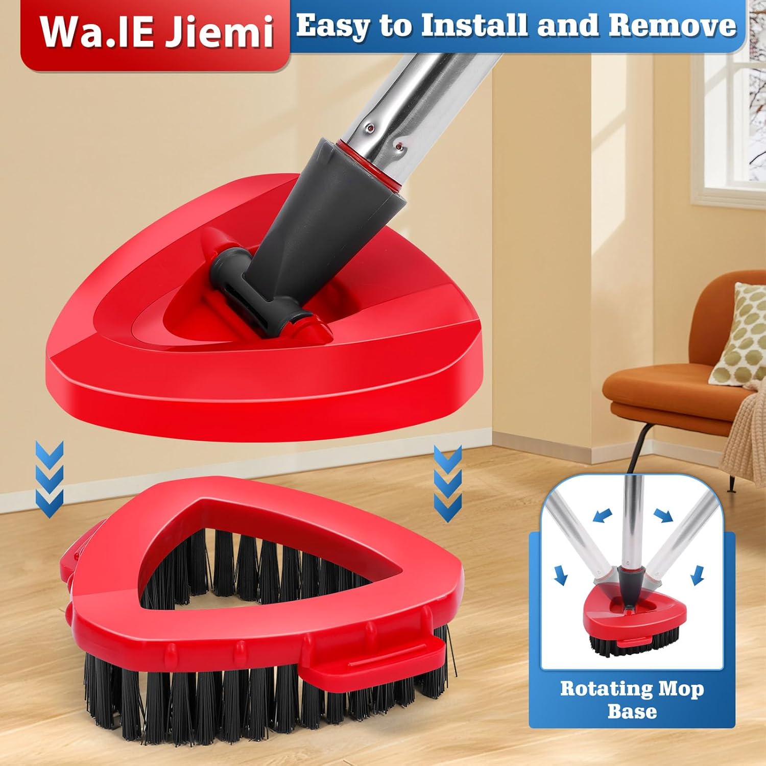 6 Pack Mop Replacement Heads Compatible with Oceda RinseClean 2-Tank System - Includes 2 Mop Scrub Brush Head, Microfiber Mop Refills, Easy Cleaning Mop Head Replacement