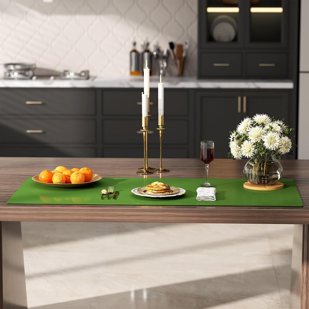 Quality Silicone Table Mat 47x24 Inch - High Heat Resistant (Lab Tested 482°F), Non-Slip Oil-Resistant Surface for Baking & DIY | Waterproof & Easy Clean (Green)