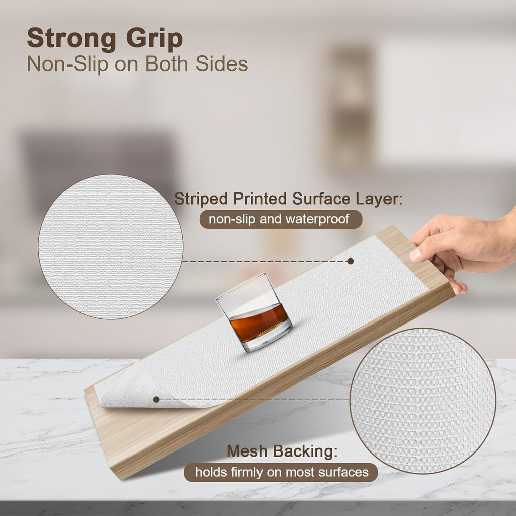 OcePor Non-Adhesive Drawer and Shelf Liner 12IN x 30FT, Non Slip Cabinet and Cupboard Liner, Kitchen Cabinet Liners for Shelves,Waterproof Drawer Shelf Liners for Cabinets/Bathroom Cupboard, White