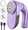POPCHOSE Fabric Shaver, Lint Remover for Clothes, Lint Shaver with 6-Leaf Blades, 2 Speed Sweater Shavers to Remove Pilling for Clothing, Couch, Furniture, Fuzz, USB Rechargeble, Purple