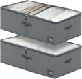 10-Inch Under Bed Storage Containers (2-Pack) | Sturdy Sidewalls | Clear Cover & Label Holder | Foldable Closet Organizer | Stores Clothing/Blankets/Sweaters/Sheets
