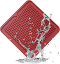 ZLR Silicone Dish Drying Mat for Kitchen Counter, Eco-Friendly Fast Dry Dish Mat, Easy Clean Multi Usage Drying Matt, Heat Resistant Trivet, 12" x 12" Middle, Lave Red