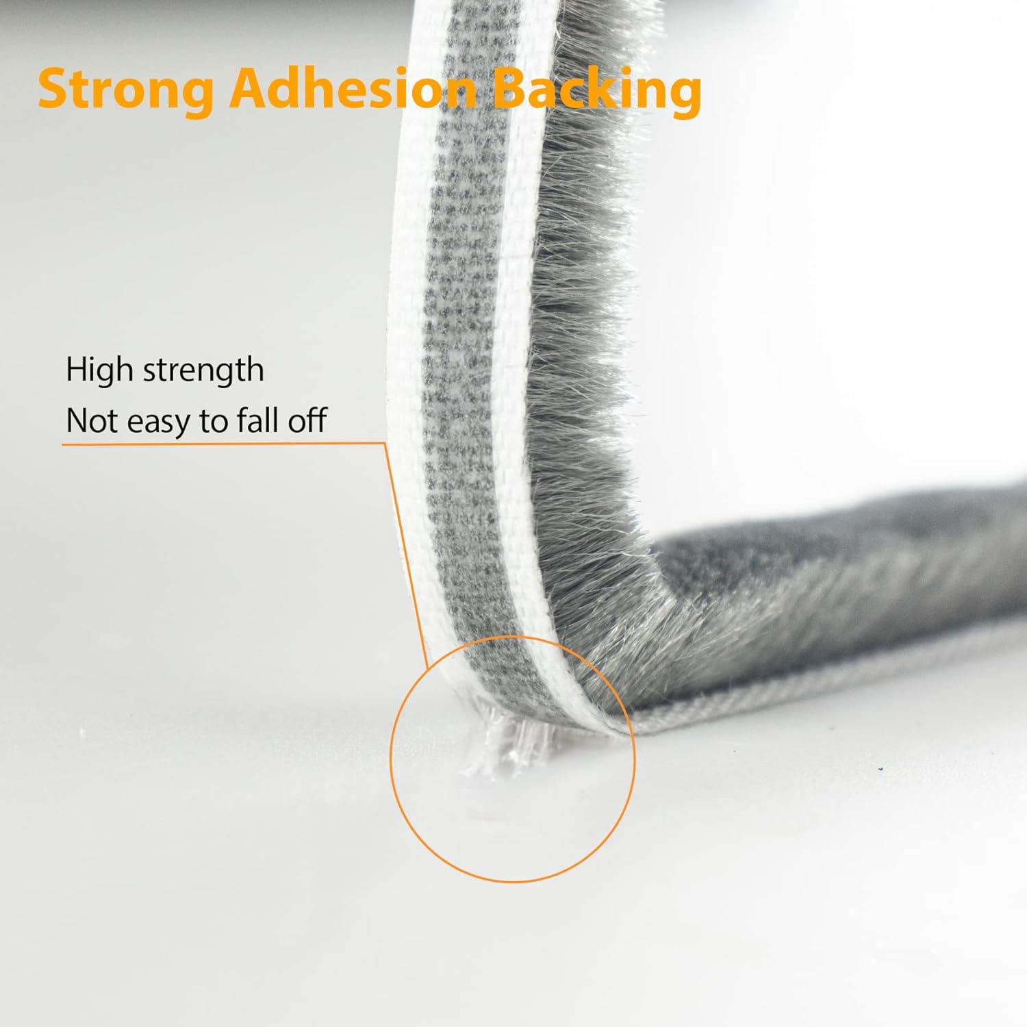 16.5FT Brush Weather Stripping, Neat Pile Self Adhesive Seal Strip for Windows and Door, Weatherstrip for Soundproofing, Windproof, Dustproof, Stronger Stickiness, 0.35'' Wide x 0.35'' Thick, Grey