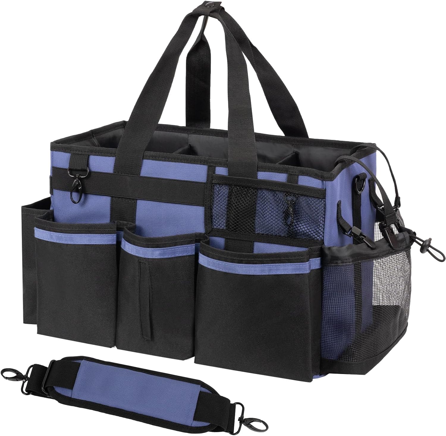 Wearable Cleaning Caddy, Cleaning Caddy Supplies Organizer with Handle & Shoulder Straps for Housekeepers, Under Sink & Car Cleaning Tool Organizers Bag with 4 Foldable Divider (CeruleanBlue)