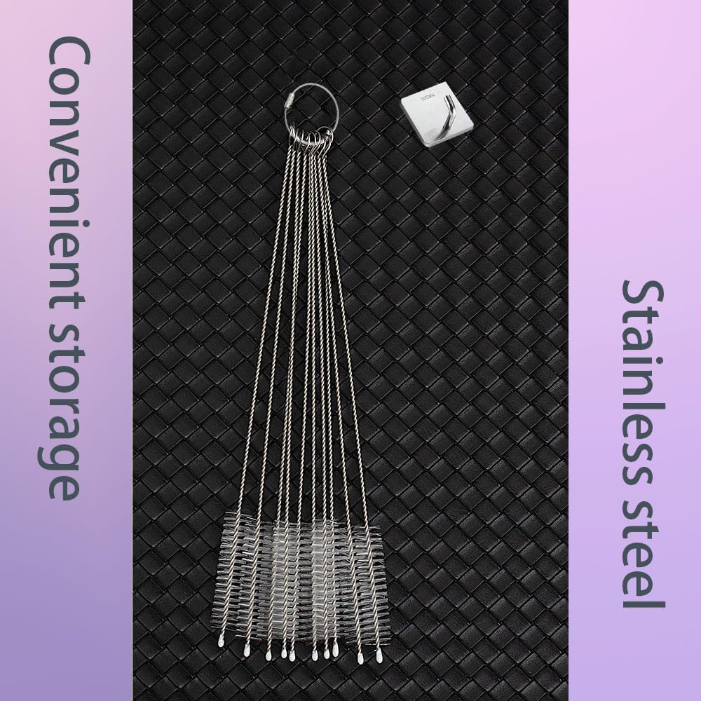 10Pack Straw Cleaner Brush- Long Stainless Steel Straw Brush for Cleaning Reusable Drinking Straws, Water Bottles and Pipes(9 * 0.4-inch)