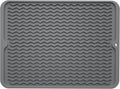 ZLR Silicone Dish Drying Mat for Kitchen Counter, Eco-Friendly Fast Dry Dish Mat, Easy Clean Multi Usage Drying Matt, Heat Resistant Trivet, 12" x 16" Large, Dark Gray