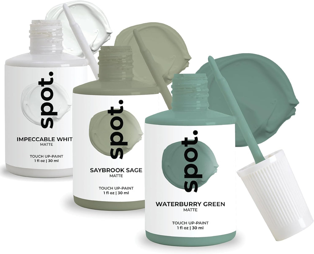 spot. Touch-Up Paint | Matte Finish for Cabinets, Walls, Doors & Furniture | Multi-Tone Green Repair Kit | Quick-Dry, Self-Priming, Low-Odor, Eco-Friendly | No-Sanding or Primer Needed | 3 Pack