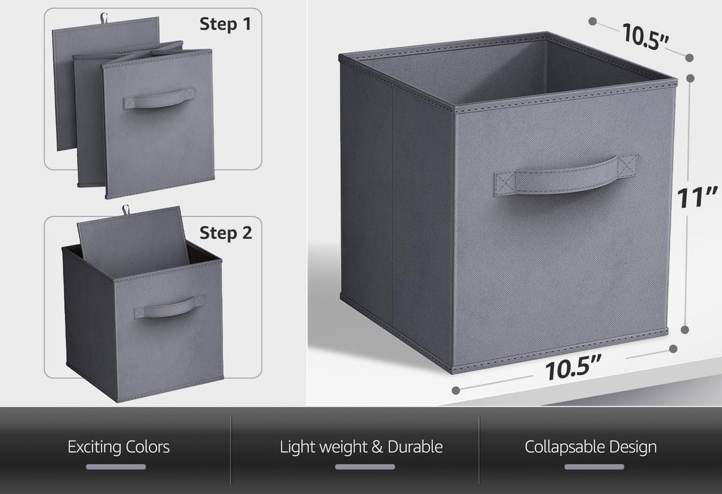 Sorbus Fabric Storage Cubes - 8 Foldable Storage Bins for Organizing Pantry, Cubbies, Toy Box - Clothes Storage & Closet Organizer - 11 Inch Collapsible Cube Baskets for Shelves with Handle