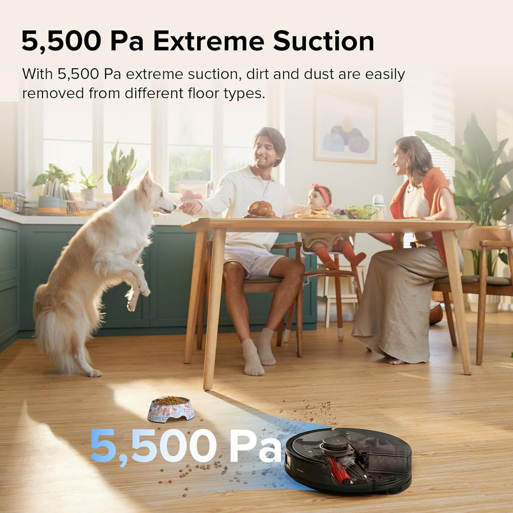 roborock Q8 Max Robot Vacuum and Mop Cleaner, DuoRoller Brush, 5500Pa Strong Suction, Lidar Navigation, Obstacle Avoidance, Multi-Level Mapping, Perfect for Pet Hair
