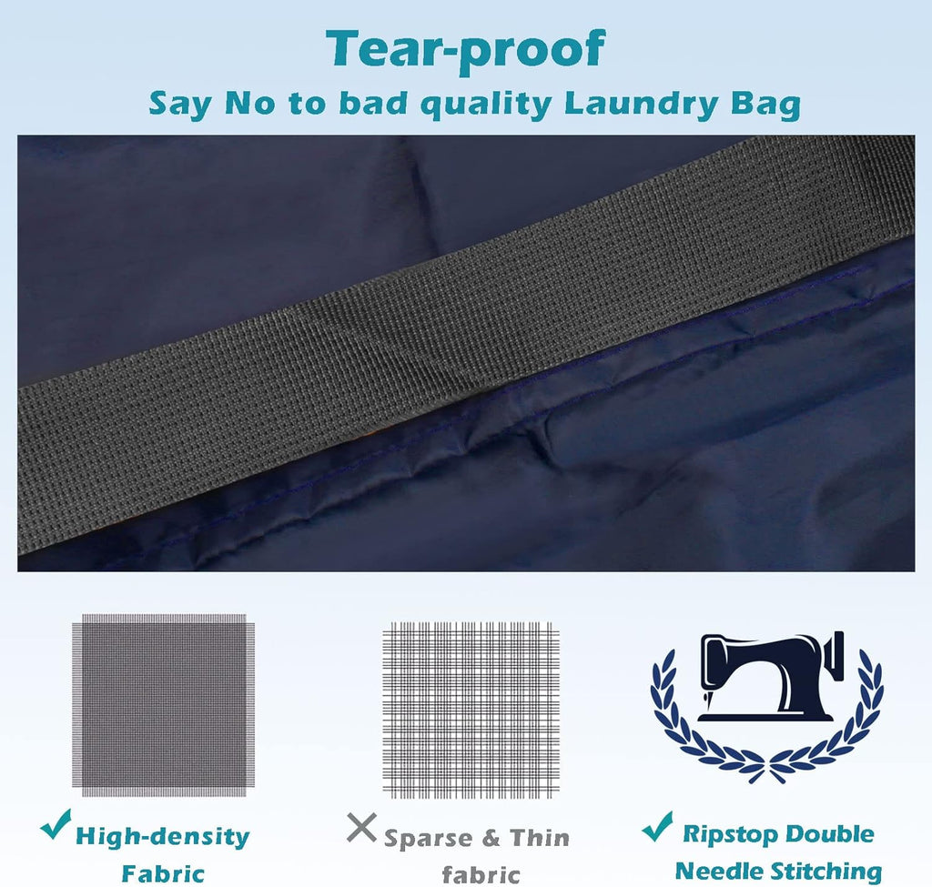 Heavy Duty Laundry Bag 2 Pack XL Nylon Laundry Bags with Straps, Washable Large Dirty Clothes Organizer with Drawstring Closure, Travel Washing Bag Fit a Laundry Hamper or Basket