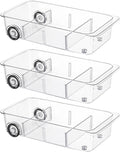 Fridge Organizer Bins With Wheels, 3 Pack Roll Out Refrigerator Organizers And Storage Refrigerator Drawer With Dividers, Upgrade Thick Plastic Pantry Storage Bins, Kitchen Organization
