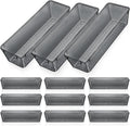 Maitys 12 Pcs Vanity Drawer Organizer 9 x 3 x 2 Inches Clear Plastic Utensil Organizers Kitchen Drawers Dividers for Office Desk Silverware Kitchen Utensils Cosmetics and Bathrooms(Black)