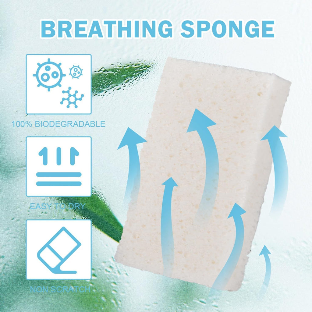 YoleShy 24 Pack White Sponges Kitchen Natural Compressed Cellulose Sponges for Dishes Non Scratch for Household Cookware Bathroom Cars Soft Super Absorbent Reusable