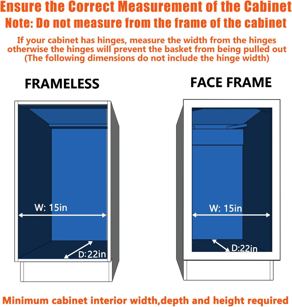 Pull Out Cabinet Organizer 14½" W x 21½" D, Heavy Duty Cabinet Pull Out Shelves, Slide Out Drawers Organization for Kitchen Cabinets Bathroom