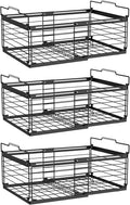 NADAMOO Freezer Organizer Bins, 3 Packs Large Expandable Stackable Chest Freezer Containers with Handle, Metal Adjustable Storage Baskets for Fridge, Deep Freezer, Cabinet, Kitchen, Pantry - Black