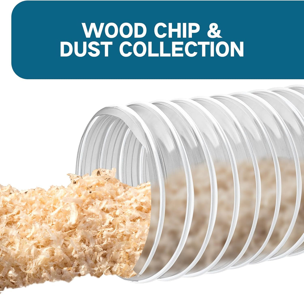 Heavy PVC Dust Collection Hose 5" x 10', Puncture Resistant PVC Dust Collection Hose with Carbon Steel Wire Coil for Woodworking, Workshops, Dust Collectors