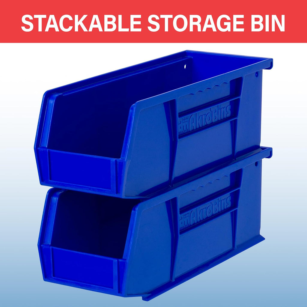 Akro-Mils 30224 AkroBins Plastic Storage Bins, Space-Saving Stackable Bins for Garage, Pantry, Craft Organization, 11" L x 4" W x 4" H, Green, 12-Pack