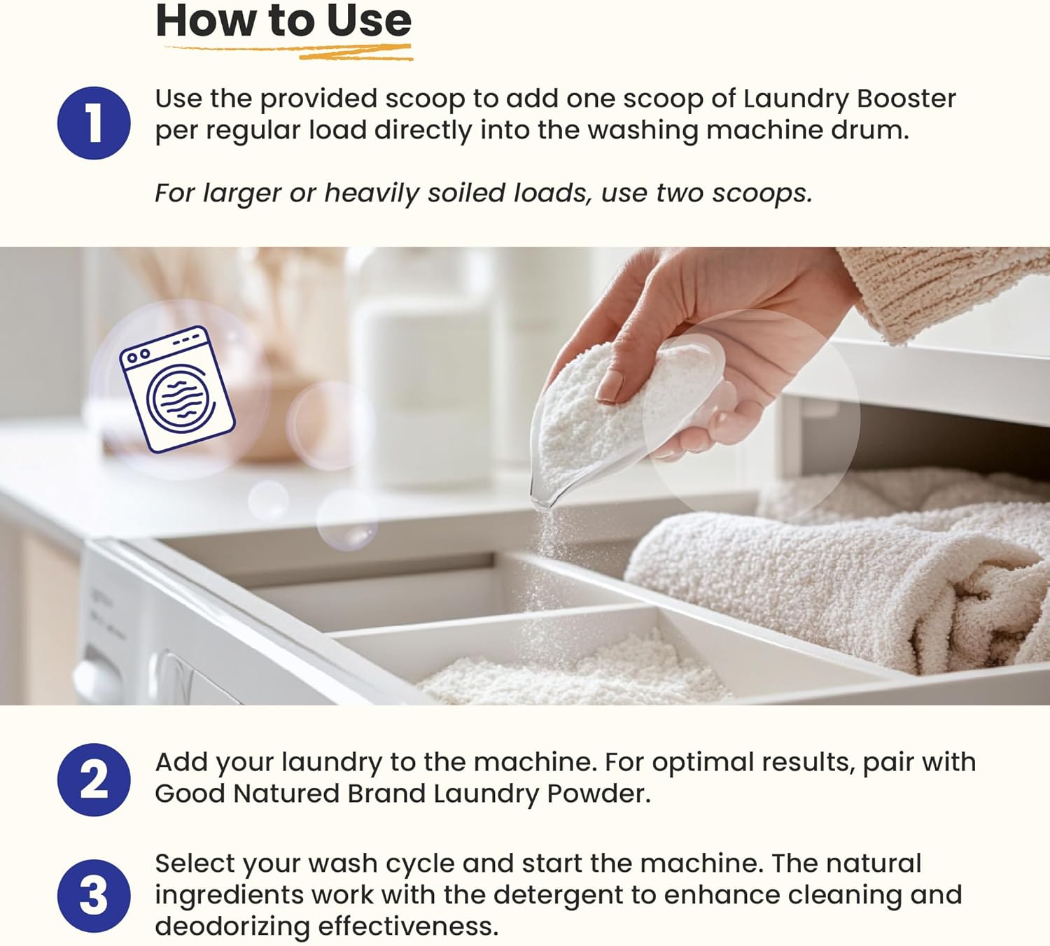 Good Natured Brand | Natural Enzyme Laundry Booster | Stain & Odor Remover | Hypoallergenic, Safe for Sensitive Skin | Eco-Friendly | Fragrance-Free | 47oz, 94 Loads