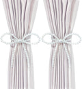 Magnetic Tiebacks for Curtains, 2 Pack Bow Pearl Curtain tiebacks Curtain Buckle Clips with High-Elastic Spring Wire,Curtain Holders for Wall,Drapery tiebacks,Curtain Ties (2pcs Bow)