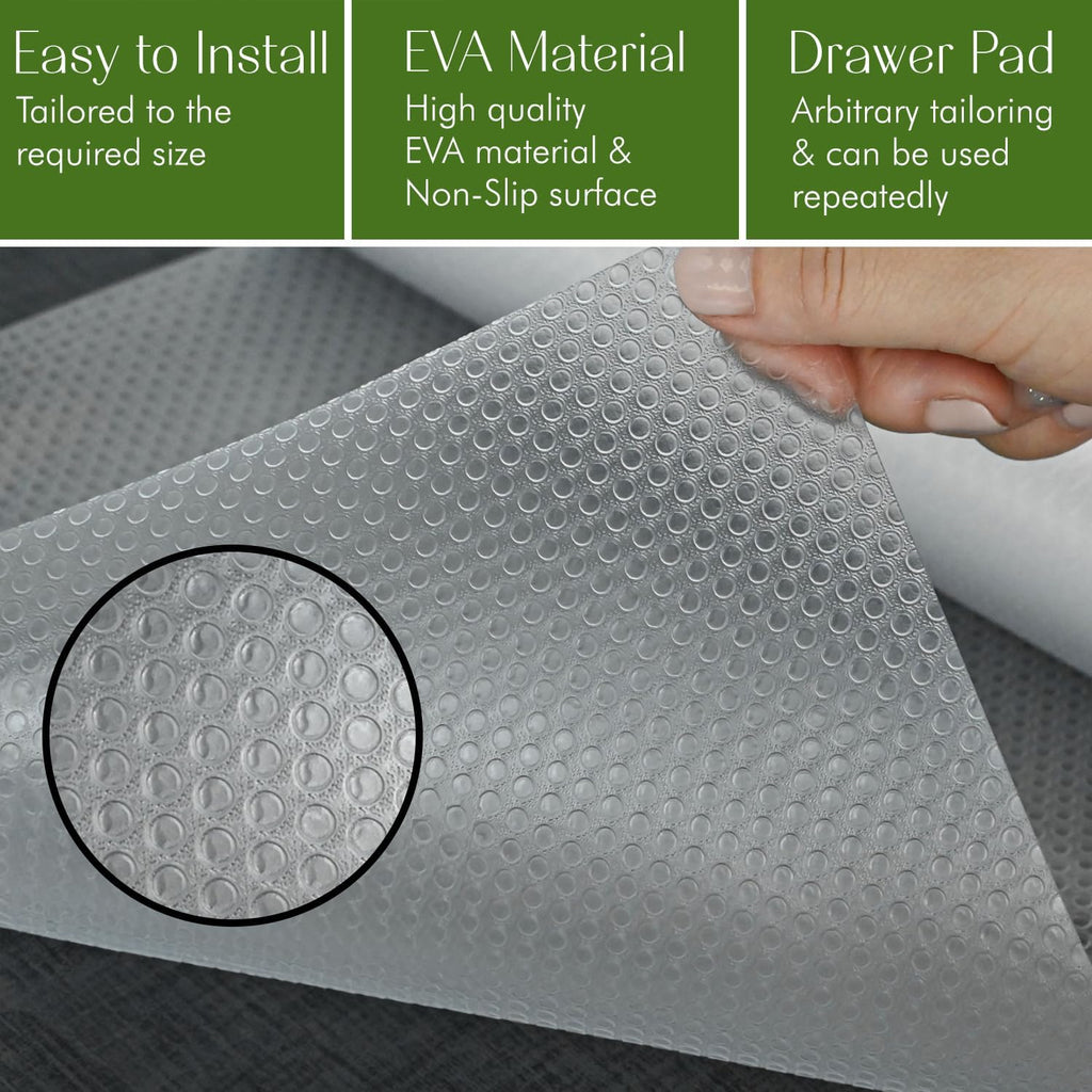 EVALAND 12" x 33 FT Non-Slip Shelf Liner, Non-Adhesive, BPA-Free, Waterproof Pantry Liner for Shelves, Easy to Cut, Oil-Proof Shelf Liners for Kitchen, Cabinets, Drawers, Refrigerator, Clear