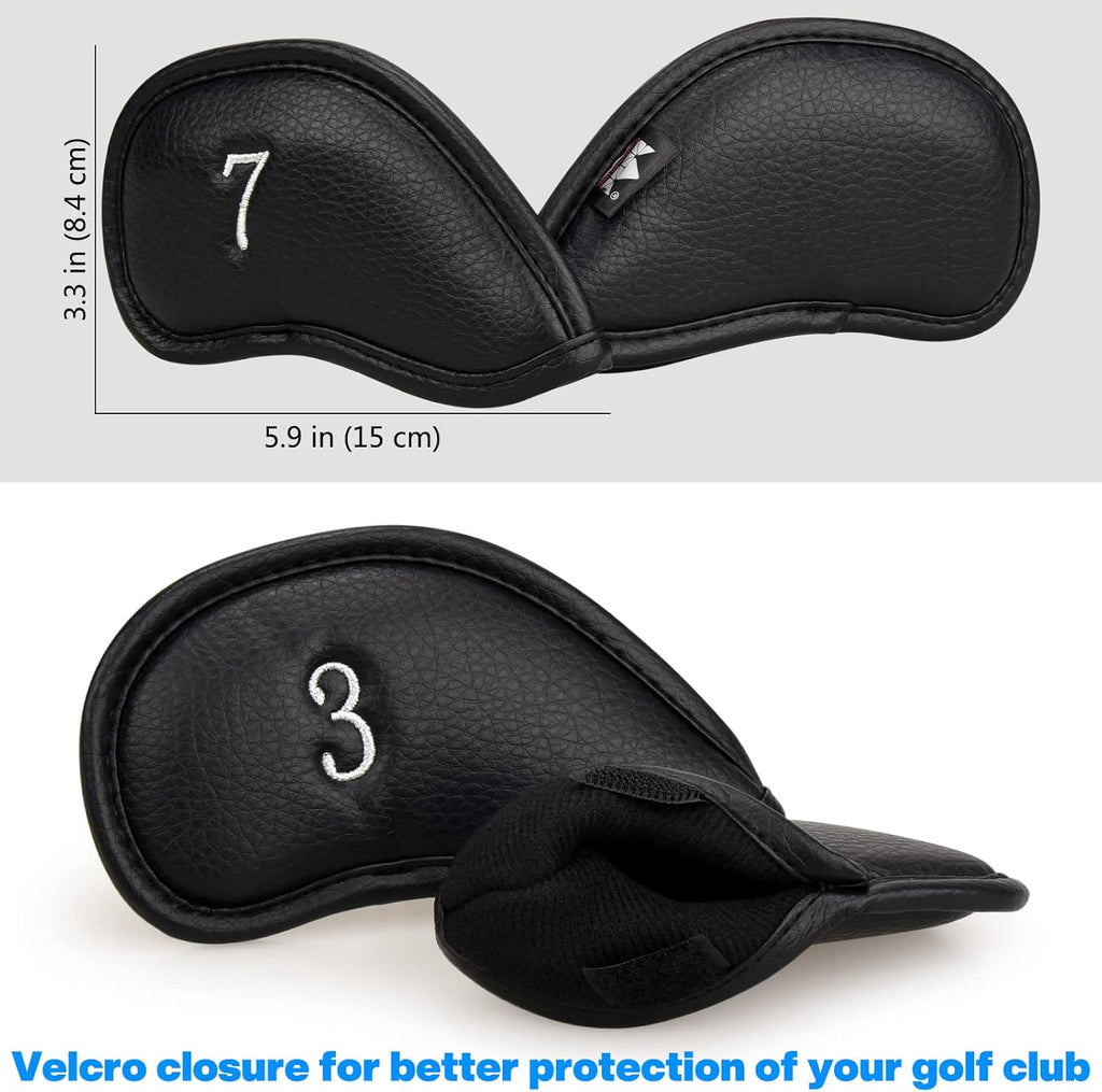 CRAFTSMAN GOLF 12pcs or 1pc Thick Synthetic Leather Golf Iron Head Covers Set Headcover Fit All Brands Callaway Ping Taylormade Cobra Etc. Also Custom Name