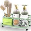 Cisily Sage Green Sponge Holder for Kitchen, Sink Caddy Sink Organizer Rack for Kitchen Accessories with Drip Tray, Rustproof and Non-slip, Soap Dispenser Countertop Organizer Essentials for New Home
