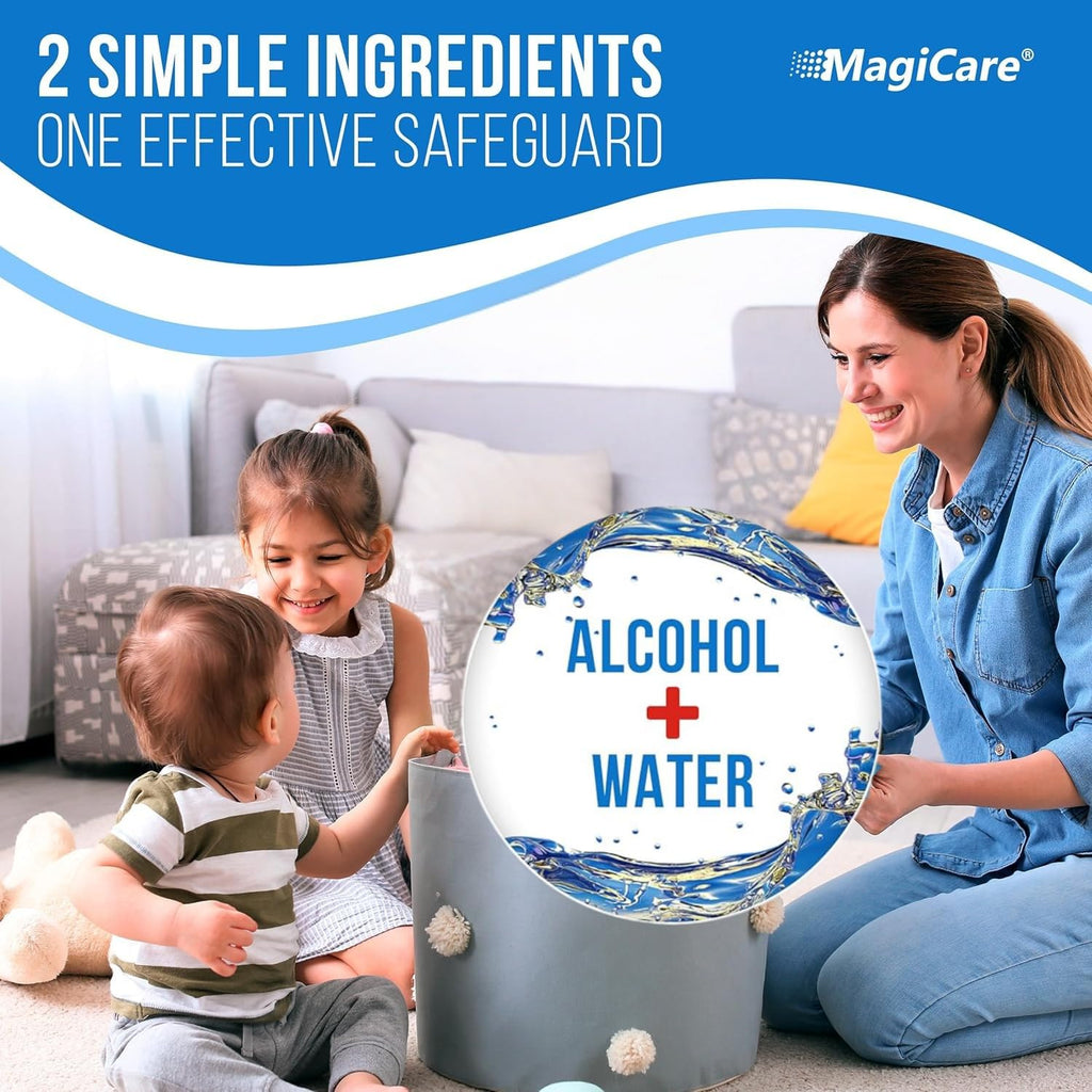 MagiCare 75% Alcohol Hand Sanitizing Wipes (Travel Wipes, 10 Packs) - Premium, Unscented, Large Alcohol Wipes - Hand Wipes Travel Size - Bag, Purse, Car - 10 Packs of 20 (200 Hand Sanitizer Wipes)
