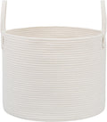 Woven Blanket Basket,115L Large Rope Storage Bin with Handles, Organizer for Blankets Toys Book and Clothes, Laundry Basket for Living Room Bedroom Nursery,White