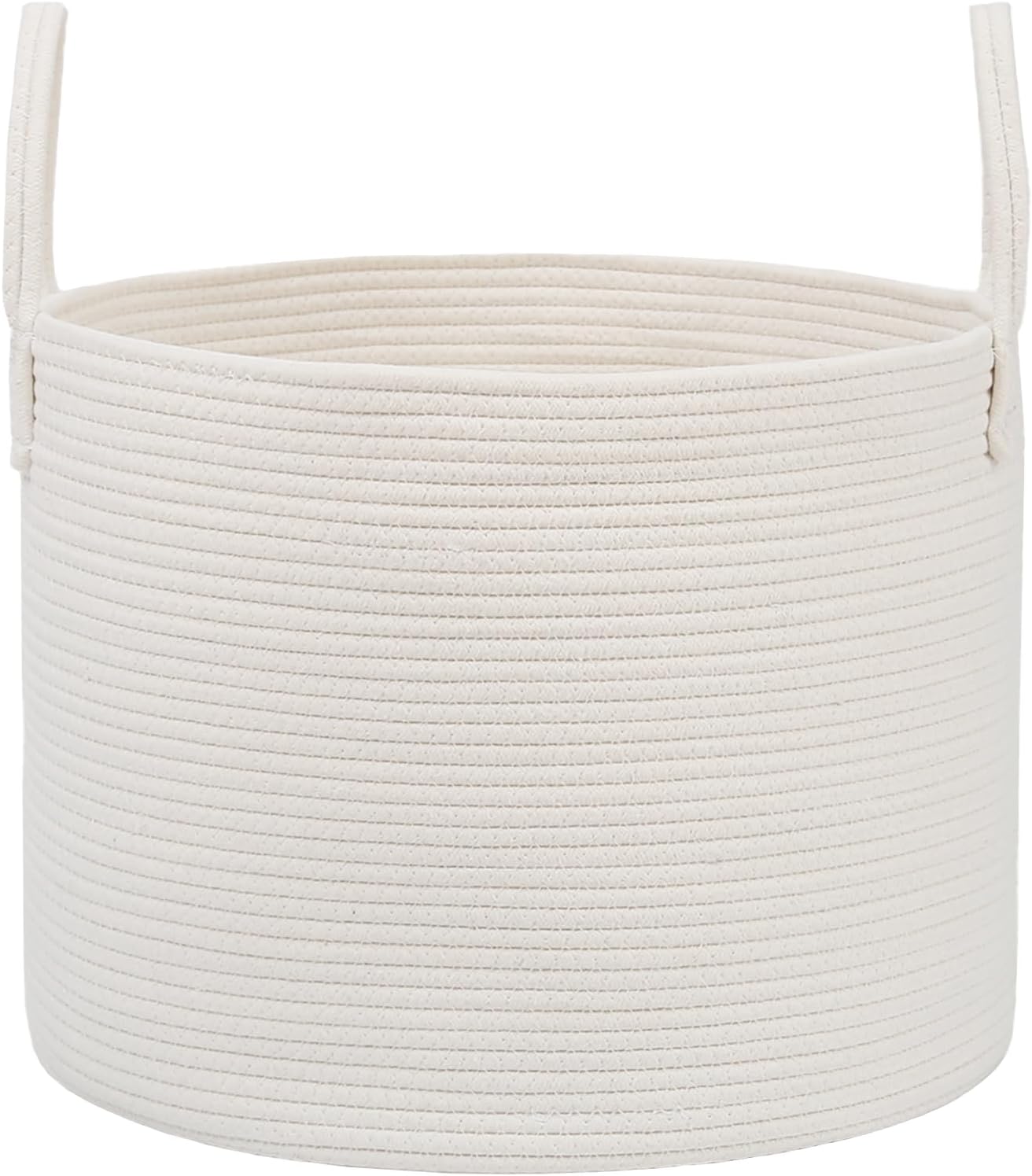 Woven Blanket Basket,115L Large Rope Storage Bin with Handles, Organizer for Blankets Toys Book and Clothes, Laundry Basket for Living Room Bedroom Nursery,White