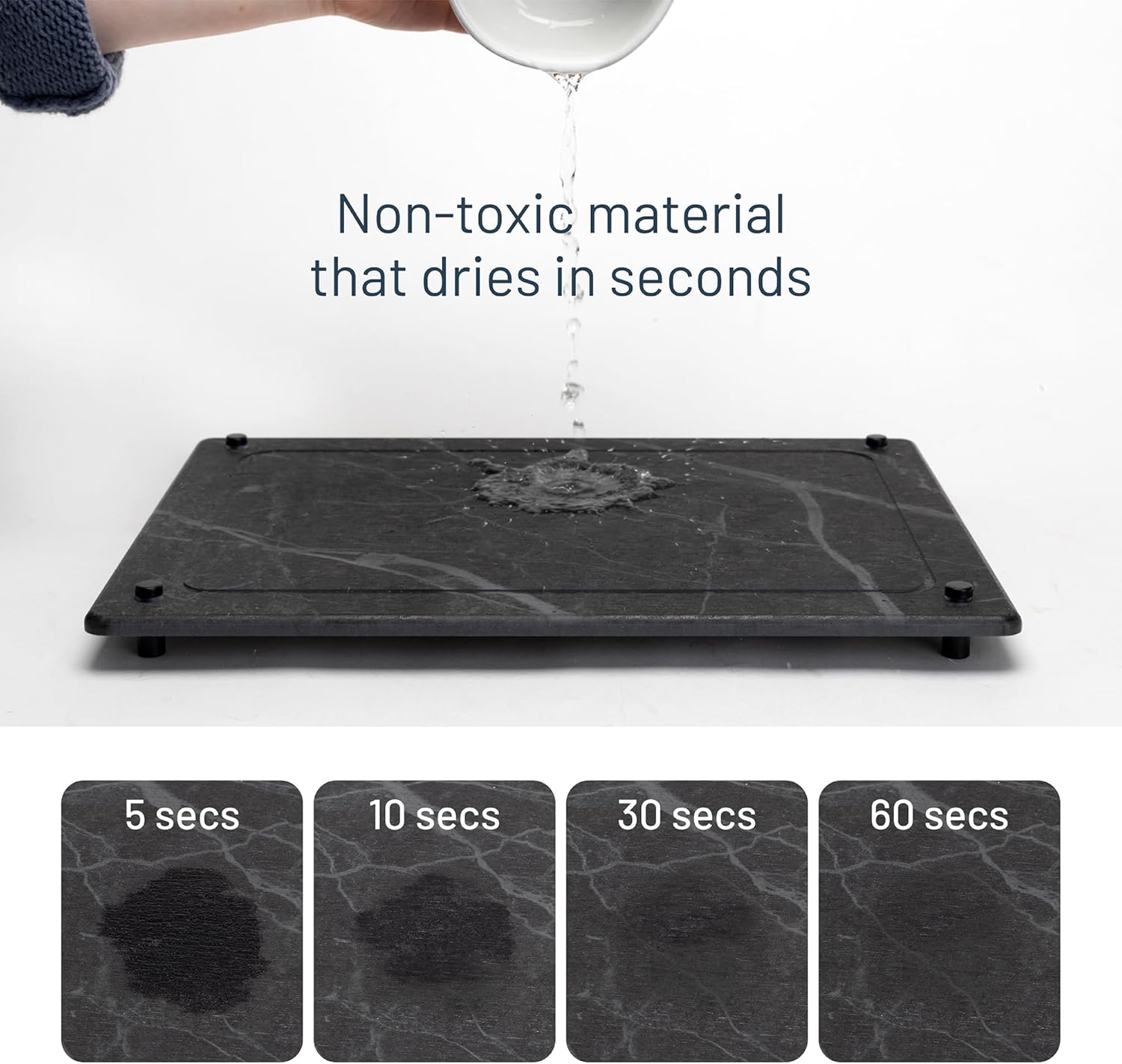 Natural Dish Drying Mat – Eco-Friendly, Rapid-Dry Technology | Modern Design | Non-Toxic | BPA-Free Kitchen Mat by Female-Founded USA Brand | Durable & Sustainable