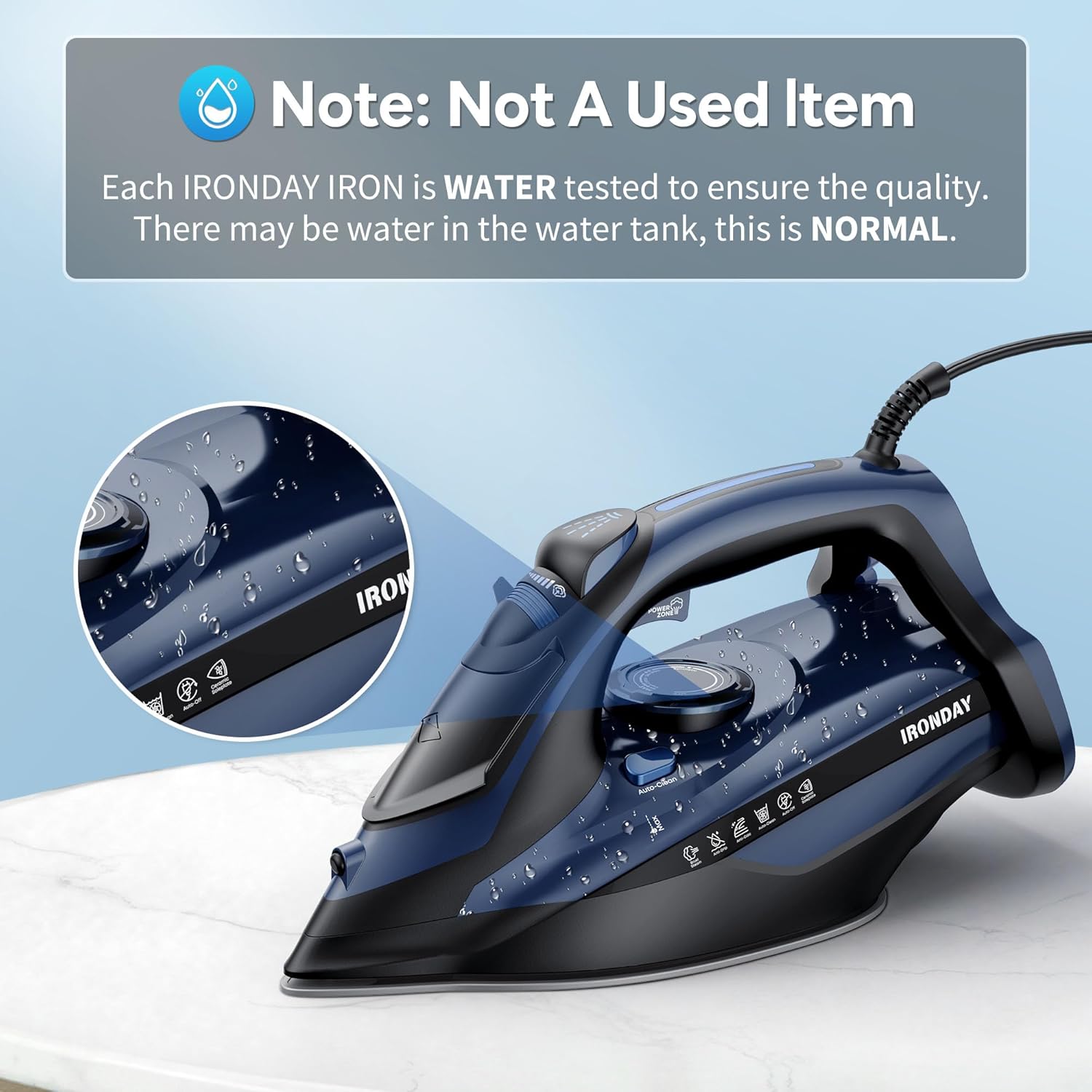 Steam Iron for Clothes Fast Heating, 1700W Iron Precision with Thermostat Dial, Ceramic Soleplate, Auto shutoff, Burst Steam, Self-Cleaning, 15.21oz Water Tank Ironing Clothes for Home, Blue