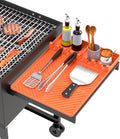 Silicone Grill Mat Compatible with Blackstone, Silicone Griddle Tools Mat with Drip Pad, Spatula Mat for Outdoor Grill Kitchen Counter (Orange)