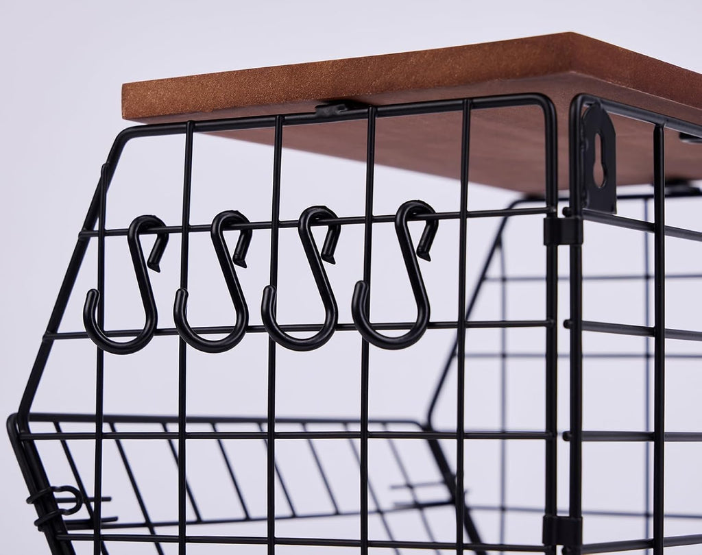 2 Pack XL Trash Bag Holder, Stackable Garbage Bag Dispenser with Wood Lid for Kitchen Countertop Pantry, Laundry & Under Sink Organization Storage