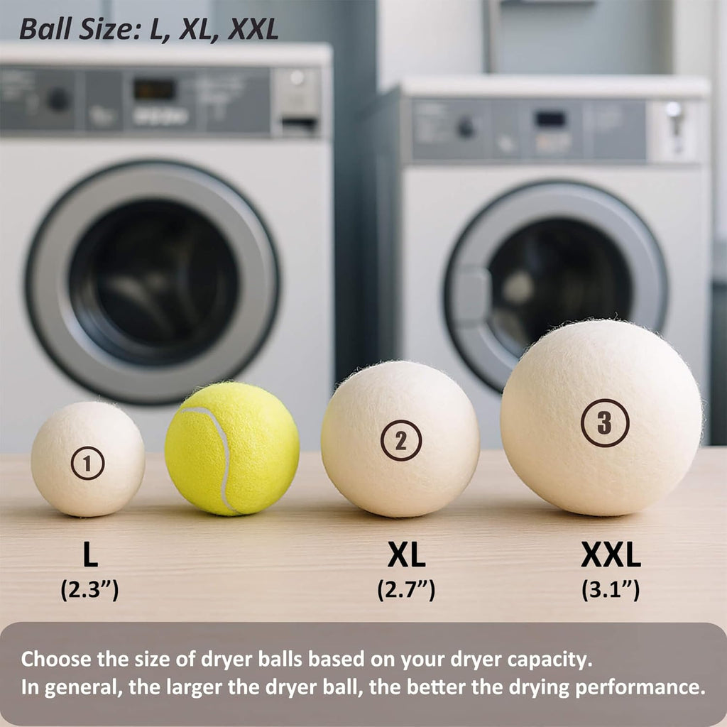 Sheep Wool Dryer Balls 4 Pack L(2.3") Premium Natural Fabric Softener, Reusable Laundry Dryer Balls for Reducing Drying Time, Static and Wrinkles, Eco-Friendly – 100% New Zealand Wool