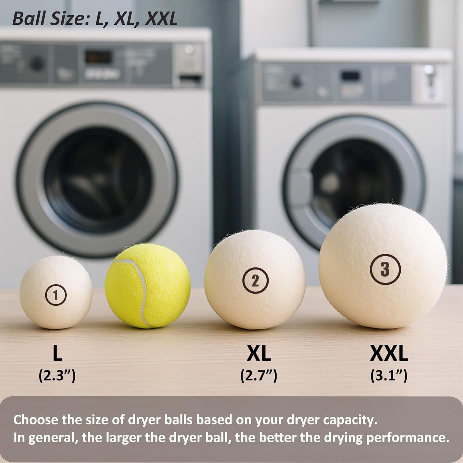 Sheep Wool Dryer Balls 4 Pack L(2.3") Premium Natural Fabric Softener, Reusable Laundry Dryer Balls for Reducing Drying Time, Static and Wrinkles, Eco-Friendly – 100% New Zealand Wool