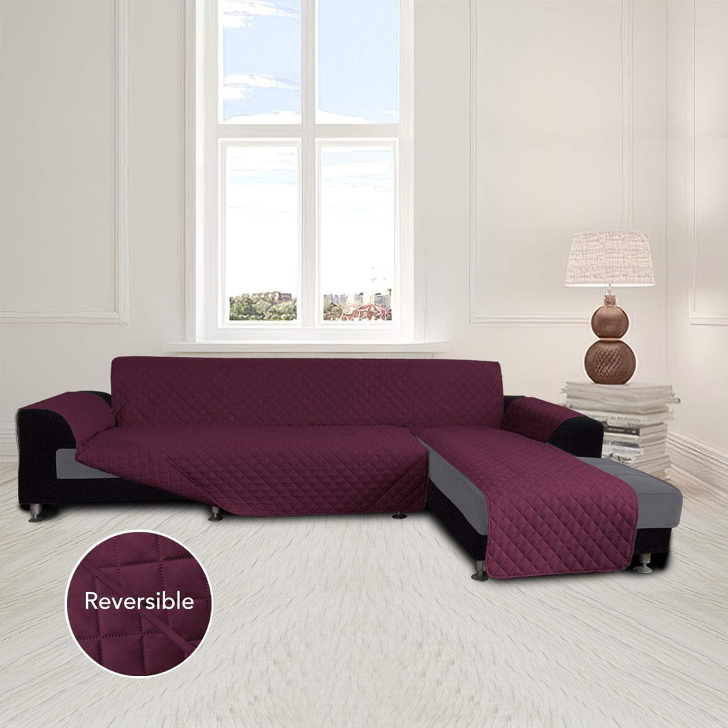 Easy-Going Sofa Slipcover L Shape Sofa Cover Sectional Couch Cover Chaise Lounge Slip Cover Reversible Sofa Cover Furniture Protector Cover for Pets Kids Children Dog Cat (X-Large,Wine/Wine)