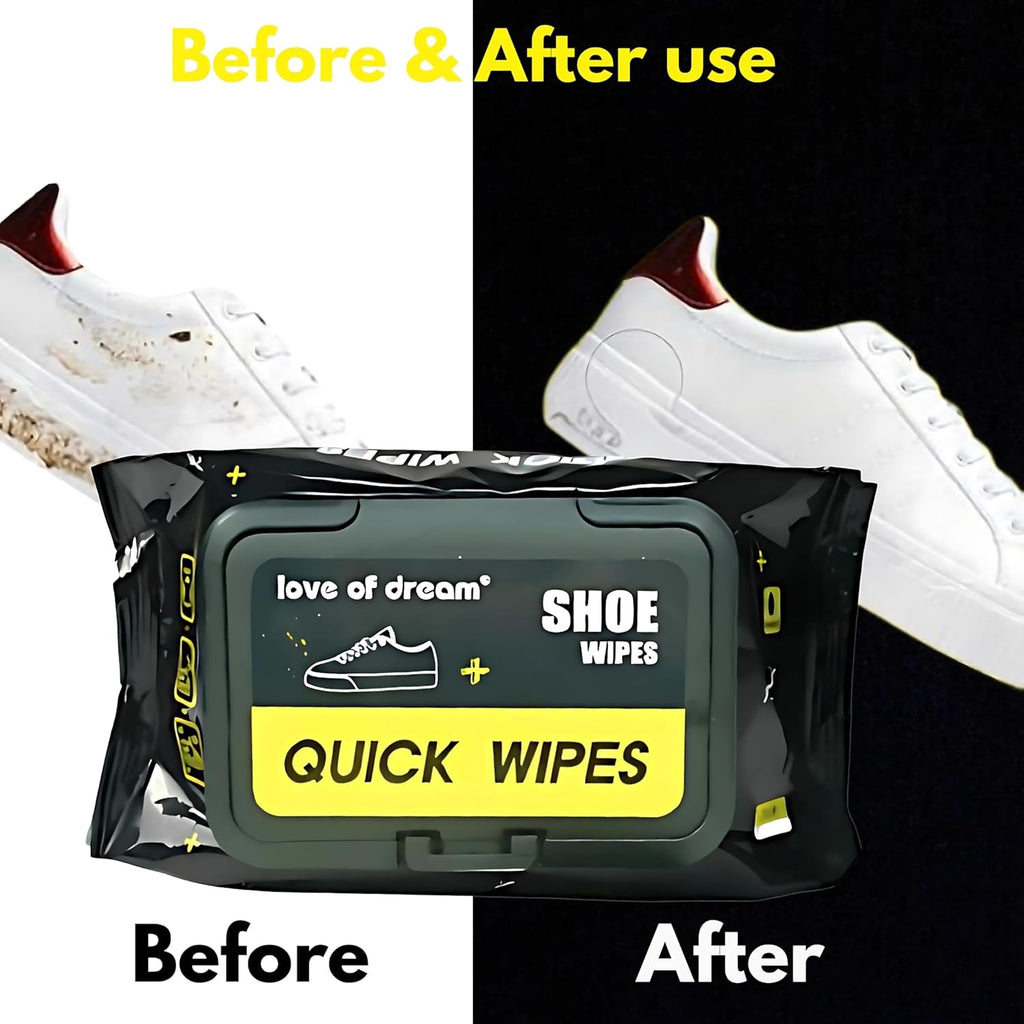 Shoe Wipes – 2 Pack (60 Count) Disposable, Pre-Moistened Sneaker & Shoe Cleaning Wipes – Travel-Ready, Portable – Removes Dirt, Scuffs & Stains from Leather, Fabric, Rubber, and More