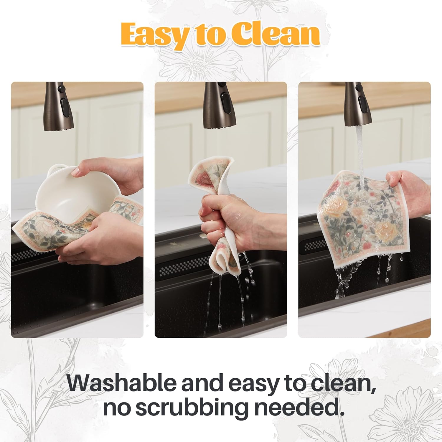 JOYMOOP 12 Pack Decorate Cleaning Cloth (Quiet Luxury of Decorative Series), Reusable Absorbent Dish Towels, Non-Scratch Washable Rags for Cookware, Kitchen and Household Cleaning - 6.7×7.9 inch